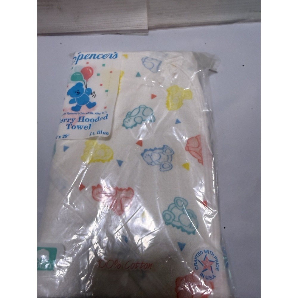Vtg Spencer's 90s Hooded Baby Towel , Baby Dinosaurs Made In USA